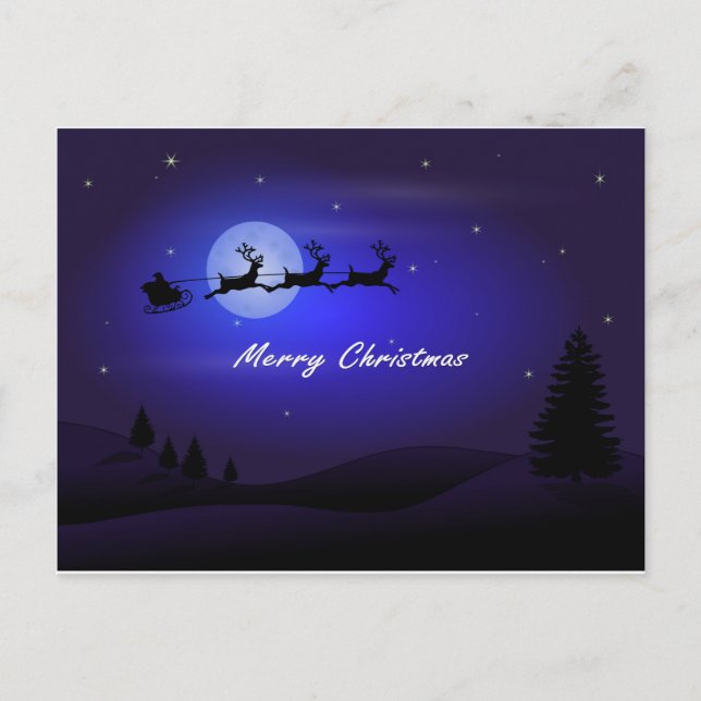Cartes Pour Fêtes Annuelles Père Noël Sleigh Moon Joyeux Noël (Devant)