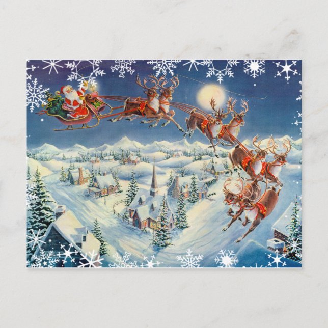 Cartes Pour Fêtes Annuelles PÈRE NOËL, SLEIGH & REINDEER par SHARON SHARPE (Devant)