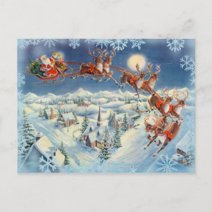 Cartes Pour Fêtes Annuelles PÈRE NOËL, SLEIGH & REINDEER par SHARON SHARPE