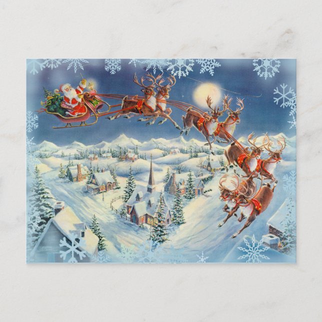 Cartes Pour Fêtes Annuelles PÈRE NOËL, SLEIGH & REINDEER par SHARON SHARPE (Devant)