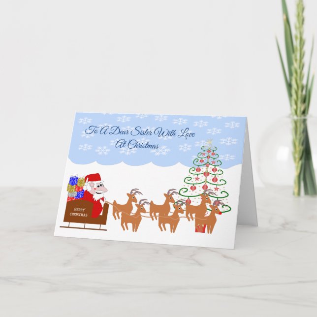 Cartes Pour Fêtes Annuelles Père Noël Sleigh Sister Christmas (Devant)