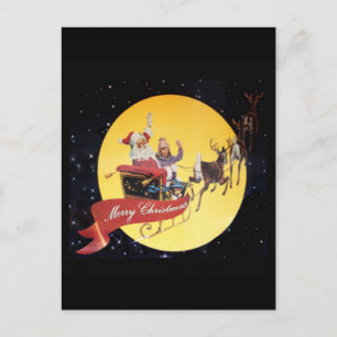 Cartes Pour Fêtes Annuelles père Noël Sleigh Vintage
