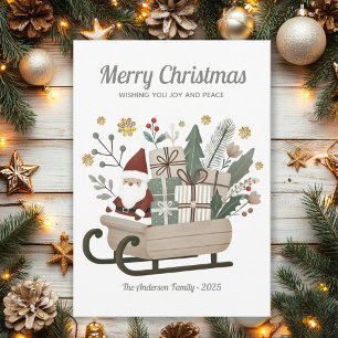 Cartes Pour Fêtes Annuelles Père Noël Sleigh Vintage Earth Tons Boho Noël