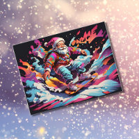 Père Noël snowboard Couleurs psychédéliques