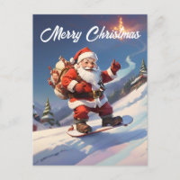 Père Noël snowboard en montagne