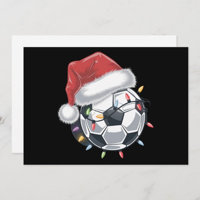 Cartes Pour Fêtes Annuelles Père Noël Soccer Ball Sports Joueur de football de (Devant / Derrière)