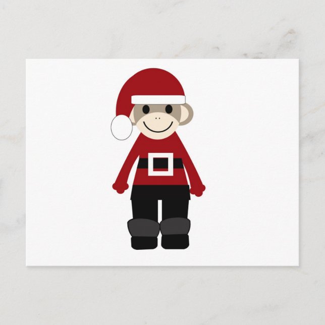 Cartes Pour Fêtes Annuelles Père Noël Sock Monkey (Devant)