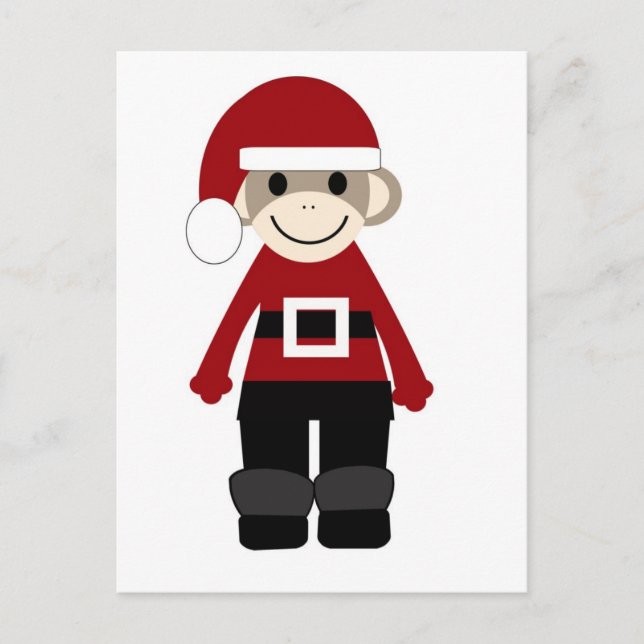 Cartes Pour Fêtes Annuelles Père Noël Sock Monkey (Devant)