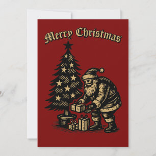 Cartes Pour Fêtes Annuelles Père Noël sous l'arbre de Noël