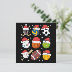 Cartes Pour Fêtes Annuelles Père Noël Sports Noël Sport Balle Joueur Amant