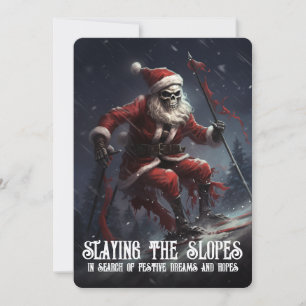 Cartes Pour Fêtes Annuelles Père Noël squelette étrange Ski Goth Macabre Noël 