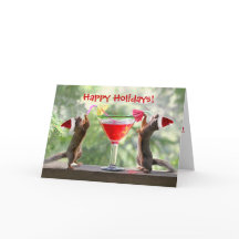 Père Noël Squirrels Boire un Cocktail