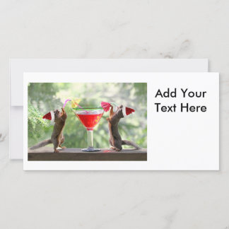 Cartes Pour Fêtes Annuelles Père Noël Squirrels Boire un Cocktail
