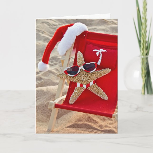 Cartes Pour Fêtes Annuelles Père Noël Starfish avec Bikini (Devant)