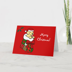 Cartes Pour Fêtes Annuelles Père Noël Stocker Jaune Lab Puppy Cartoon
