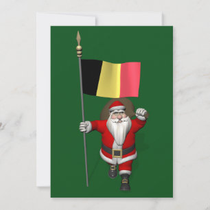 Cartes Pour Fêtes Annuelles Père Noël Sucré Avec L'Ensigne De Belgique