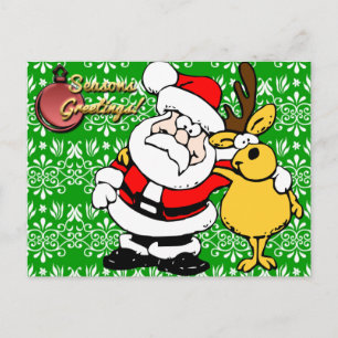 Cartes Pour Fêtes Annuelles Père Noël sur l'Arrière - plan vert