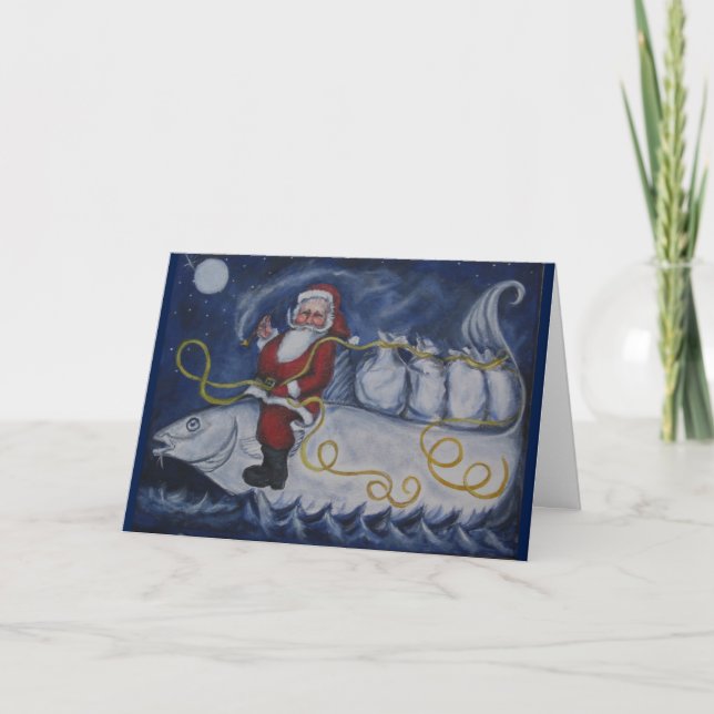 Cartes Pour Fêtes Annuelles Père Noël sur le codfish (Devant)