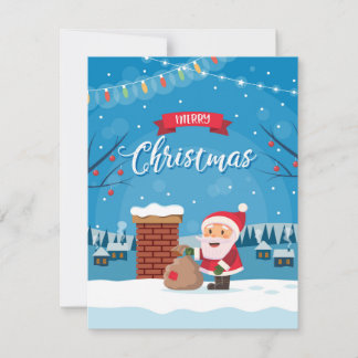 Cartes Pour Fêtes Annuelles Père Noël sur le toit