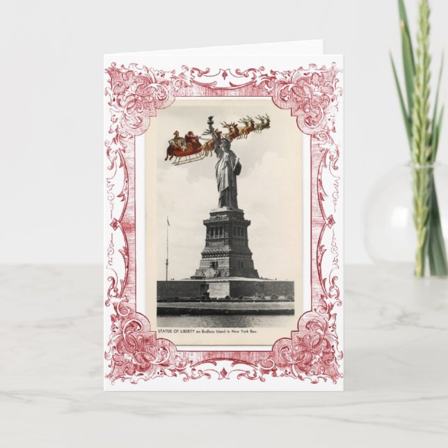Cartes Pour Fêtes Annuelles Père Noël sur New York American Christmas Card (Devant)