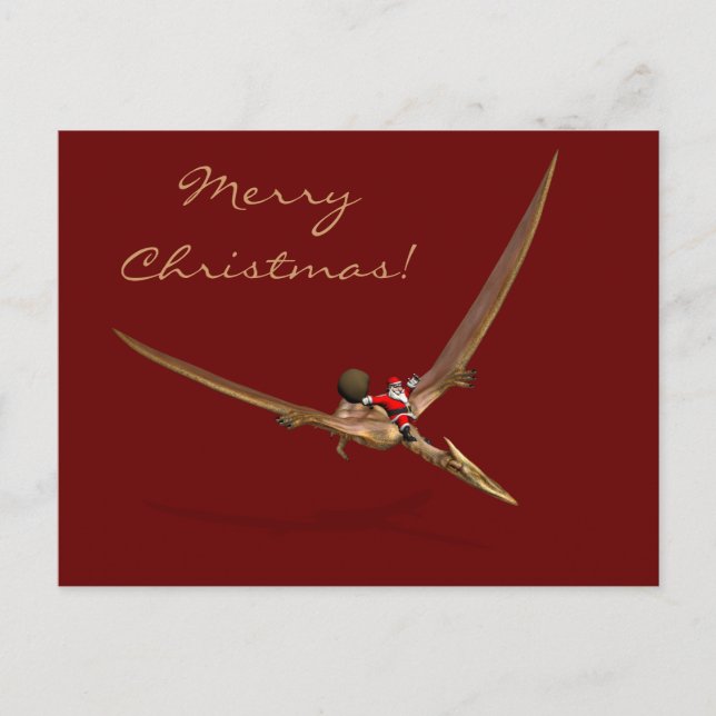 Cartes Pour Fêtes Annuelles Père Noël Sur Quetzalcoatlus (Devant)