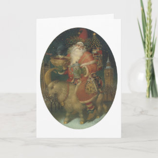 Cartes Pour Fêtes Annuelles Père Noël sur une chèvre