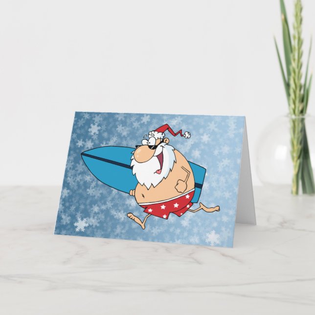 Cartes Pour Fêtes Annuelles père Noël surfant (Devant)