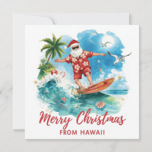 Cartes Pour Fêtes Annuelles Père Noël surfant à Hawaï – Noël tropical