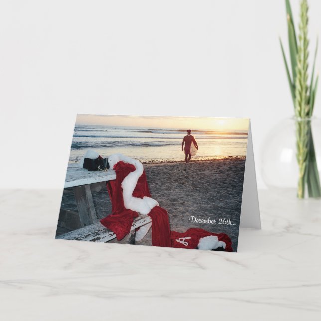 Cartes Pour Fêtes Annuelles Père Noël surfe le jour après Noël (Devant)