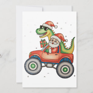 Cartes Pour Fêtes Annuelles Père Noël T Rex Dinosaur Monster Truck Noël Noël