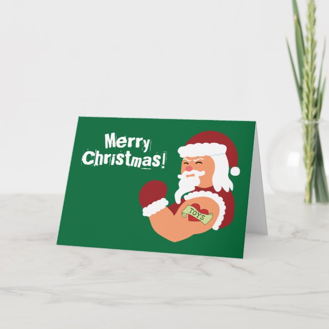 Cartes Pour Fêtes Annuelles Père Noël tatouée (Devant)