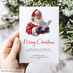 Cartes Pour Fêtes Annuelles Père Noël Tendance Confort Classique Aquarelle Noë