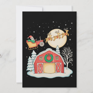 Cartes Pour Fêtes Annuelles Père Noël Tracteur Ferme Agriculteur Noël Agricult
