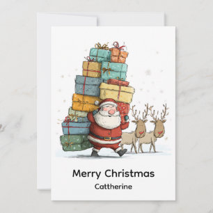 Cartes Pour Fêtes Annuelles Père Noël traditionnel de Noël avec rennes