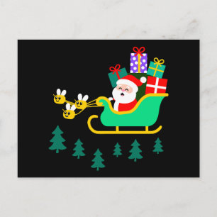 Cartes Pour Fêtes Annuelles Père Noël Traîneau Abeilles Cadeaux de Noël Pins N