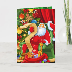 Cartes Pour Fêtes Annuelles Père Noël Vérifie Sa Liste