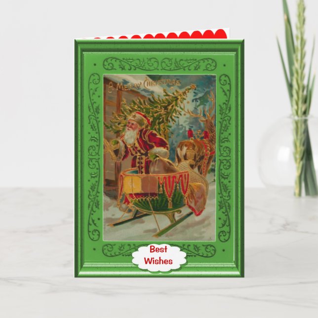Cartes Pour Fêtes Annuelles Père Noël vert (Devant)