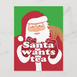 Cartes Pour Fêtes Annuelles Père Noël veut du thé