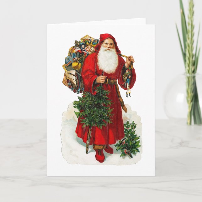 Cartes Pour Fêtes Annuelles Père Noël victorien (Devant)