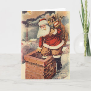 Cartes Pour Fêtes Annuelles Père Noël victorien de Noël vintage dans une chemi