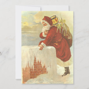 Cartes Pour Fêtes Annuelles Père Noël victorien de Noël vintage dans une chemi