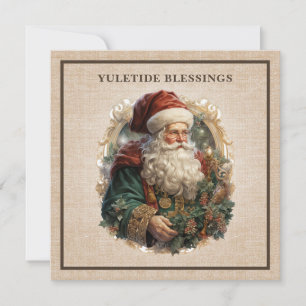 Cartes Pour Fêtes Annuelles Père Noël Victorien Vintage Luxe Burlap
