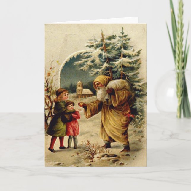 Cartes Pour Fêtes Annuelles Père Noël victorienne (Devant)
