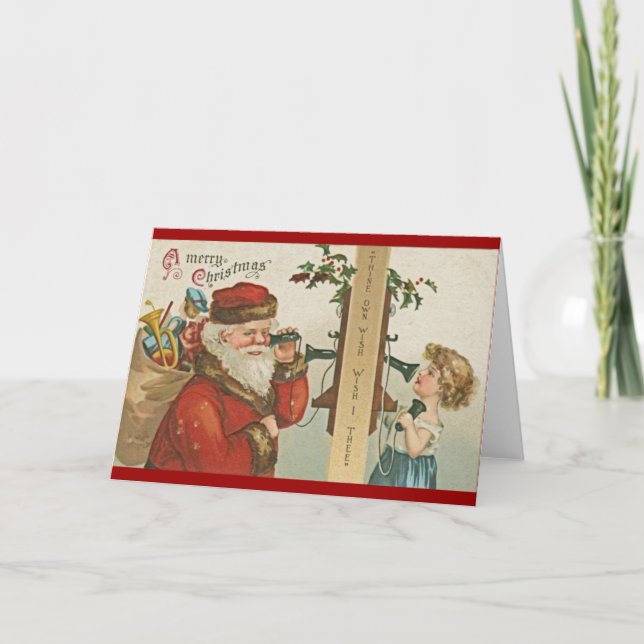 Cartes Pour Fêtes Annuelles Père Noël victorienne avec téléphone (Devant)
