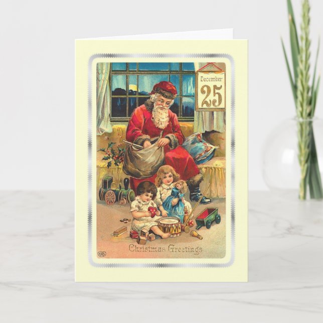 Cartes Pour Fêtes Annuelles Père Noël vintage (Devant)