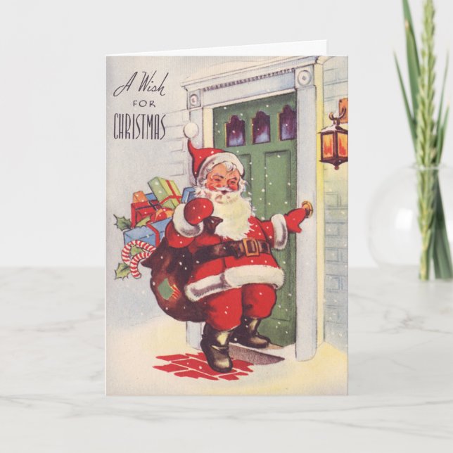 Cartes Pour Fêtes Annuelles Père Noël vintage (Devant)