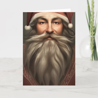 Cartes Pour Fêtes Annuelles Père Noël vintage à barbe grise