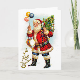 Cartes Pour Fêtes Annuelles Père Noël vintage Avec Cadeaux