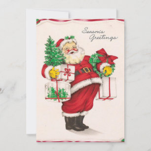 Cartes Pour Fêtes Annuelles Père Noël vintage Avec Cadeaux
