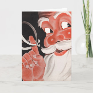 Cartes Pour Fêtes Annuelles Père Noël vintage avec ficelle de rappel au doigt